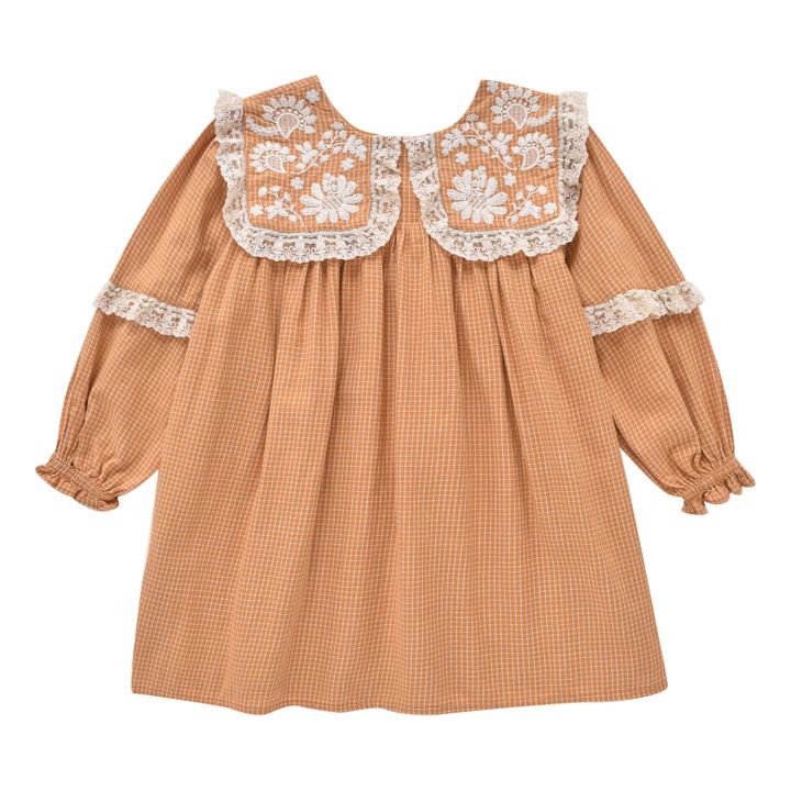 Robe Coton Bio Carreaux Arnola Ocre- Image produit n°0