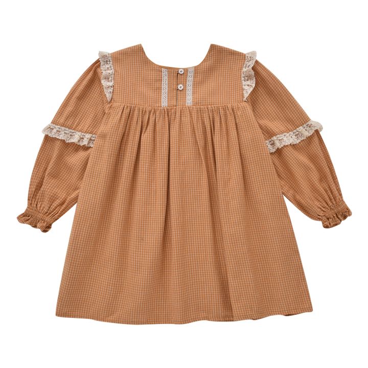 Robe Coton Bio Carreaux Arnola Ocre- Image produit n°4