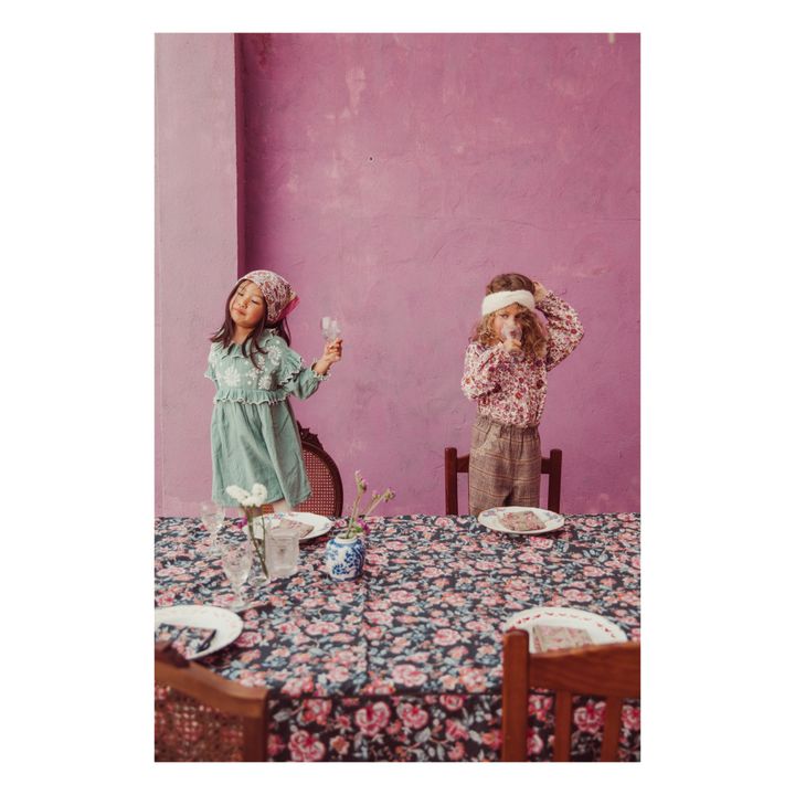 Main Illi Embroidered Checked Organic Cotton Dress Sage- Product image n°5