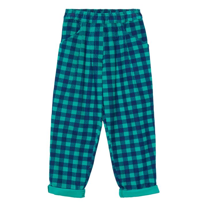Pantalon à Carreaux Coton Bio Vert- Image produit n°0