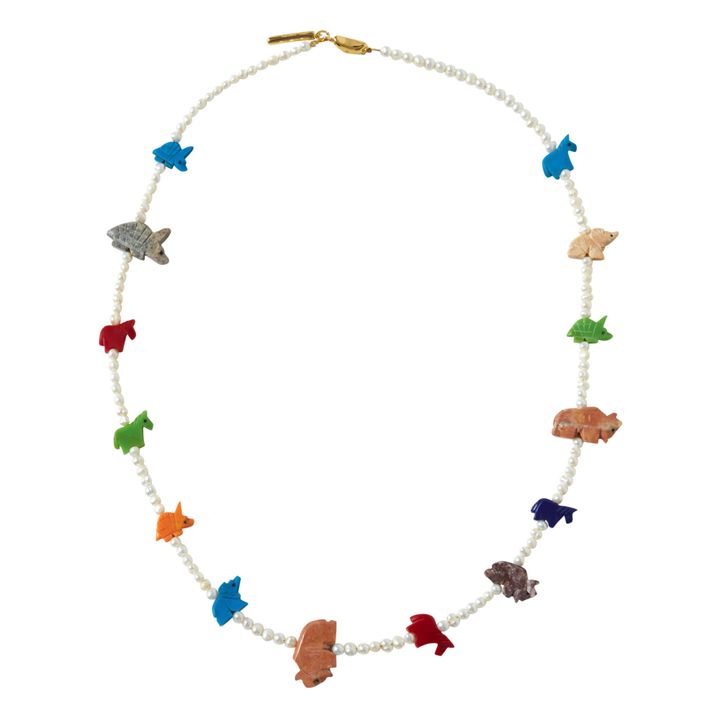 Animal Bead Natural Pearl Necklace | Bianco- Immagine del prodotto n°0