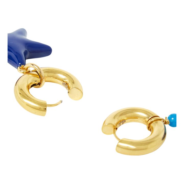 Boucles d'Oreilles Etoile et Cœur | Bleu- Image produit n°2