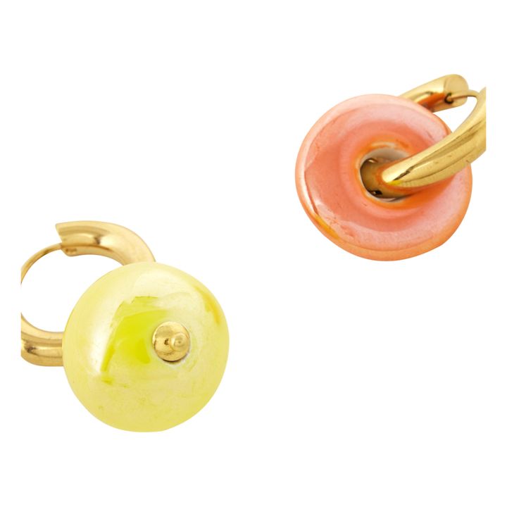 Donut and Ball Two-Tone Earrings | Yellow- Product image n°1