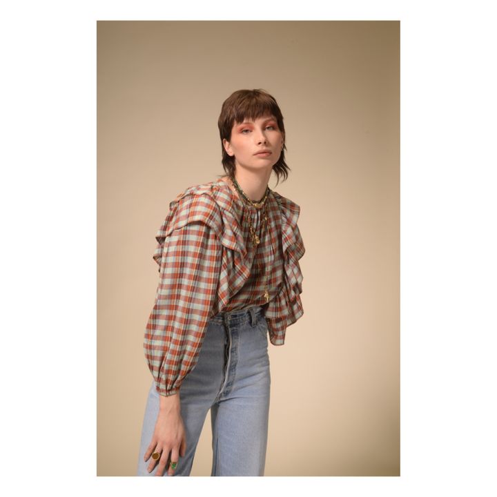 Silk Frill Blouse Rot- Produktbild Nr. 3