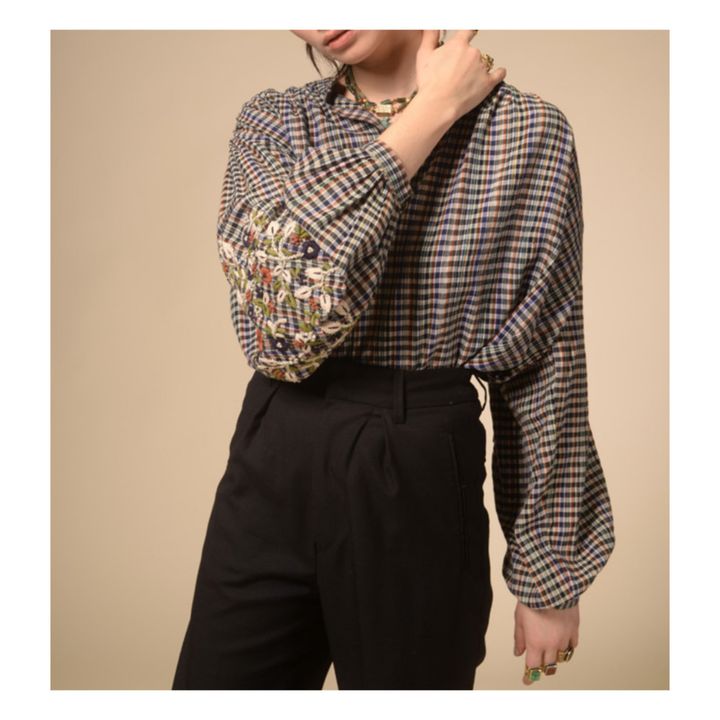 Hina Embroidered Organic Cotton Blouse | Black- Product image n°1