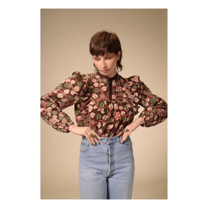 Floral Print Sun Blouse Burgunderrot- Produktbild Nr. 1