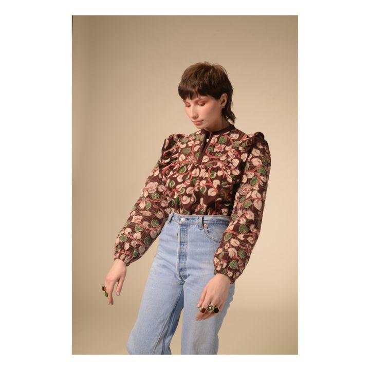 Floral Print Sun Blouse Burgunderrot- Produktbild Nr. 3