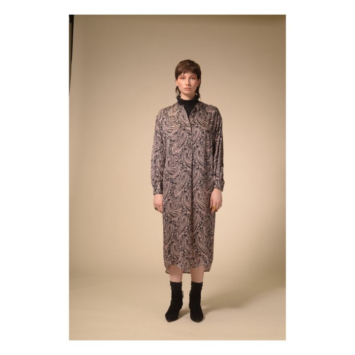 Paisley Satin Dress Schwarz- Produktbild Nr. 7