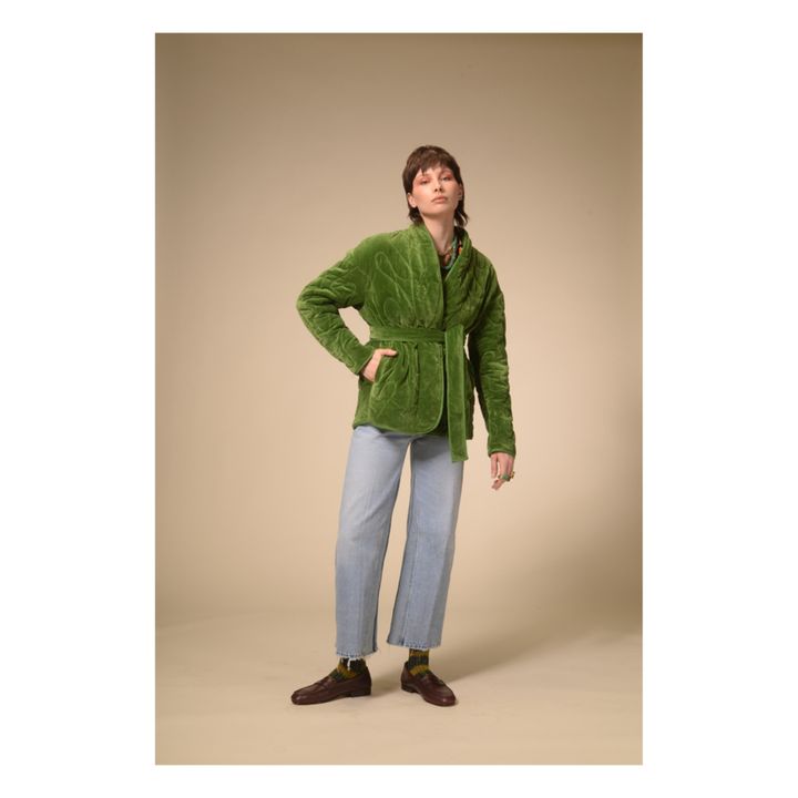 Sirva Velour Quilted Kimono Verde- Immagine del prodotto n°1