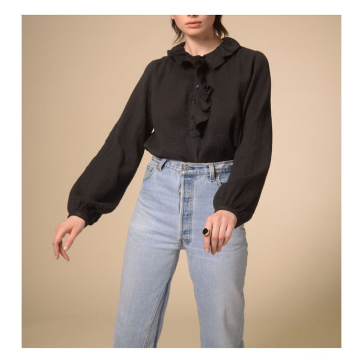 Moon Cotton Muslin Blouse Schwarz- Produktbild Nr. 1
