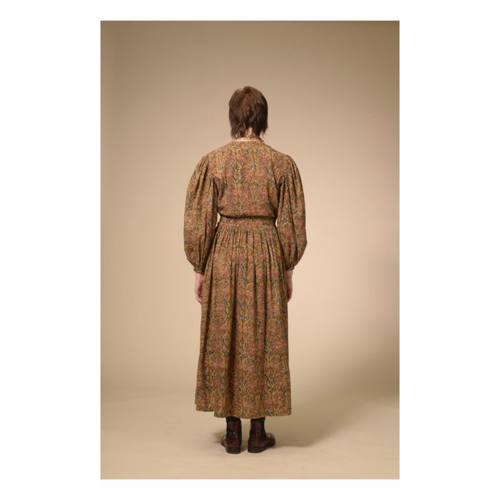 Khadi Belted Cotton Ajrak Dress Braun- Produktbild Nr. 5