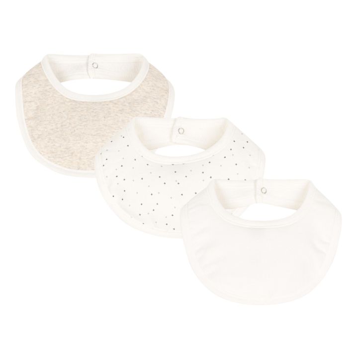 Baloon Organic Cotton Bibs - Set of 3 | Beige- Product image n°0