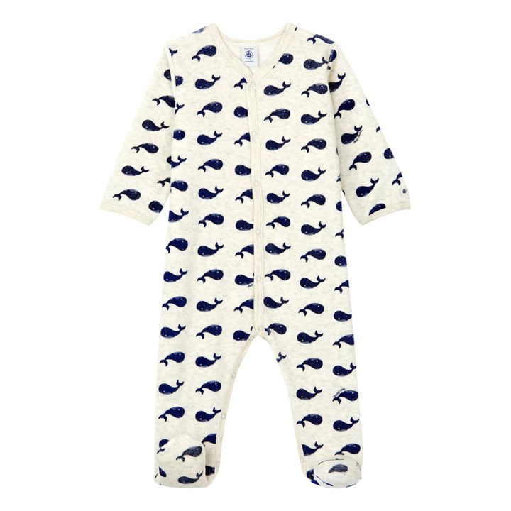 Cusha Velour Footed Pyjamas | Ecru- Product image n°0