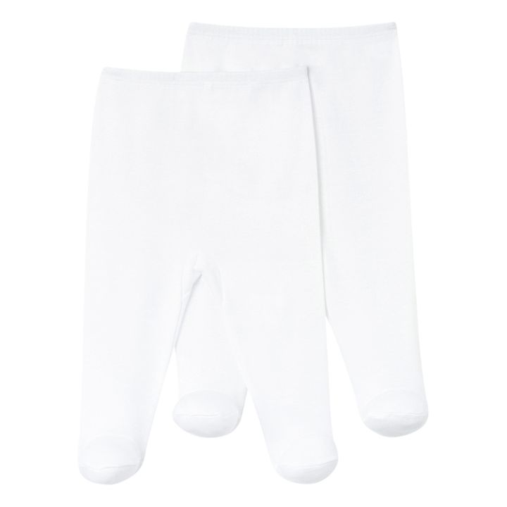 Organic Cotton Footed Trousers - Set of 2 White- Product image n°0