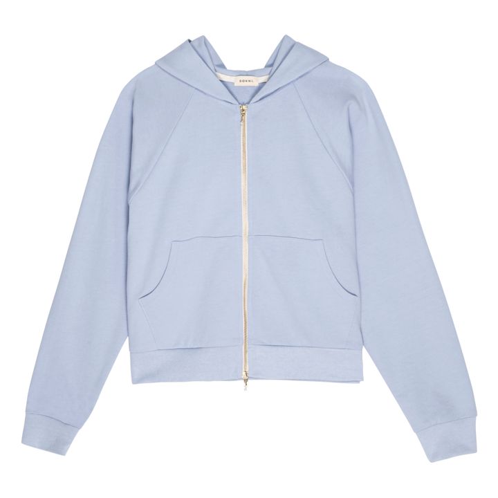 2-Way Zip-Up Organic Cotton Sweatshirt | Azzurro- Immagine del prodotto n°0