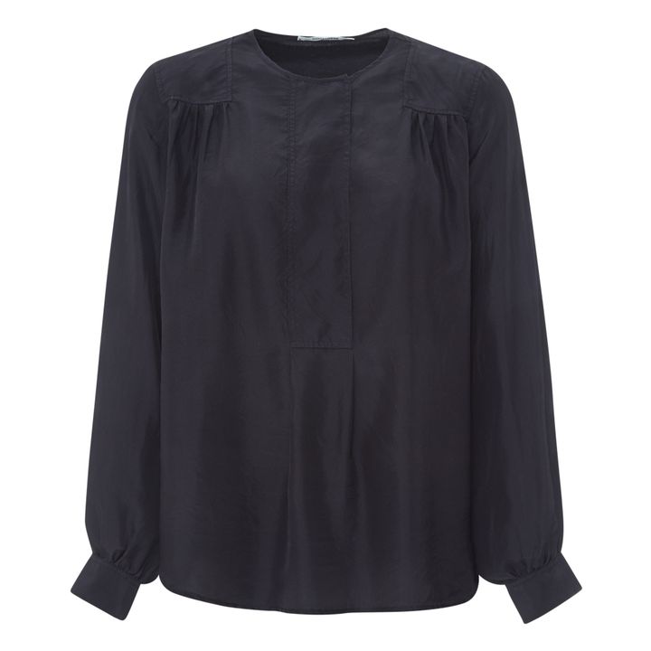 Silk Button-Up Blouse | Negro- Imagen del producto n°0