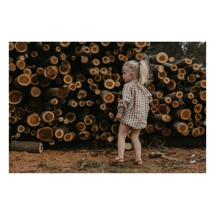 Organic Cotton Gingham Romper | Bronze- Produktbild Nr. 1