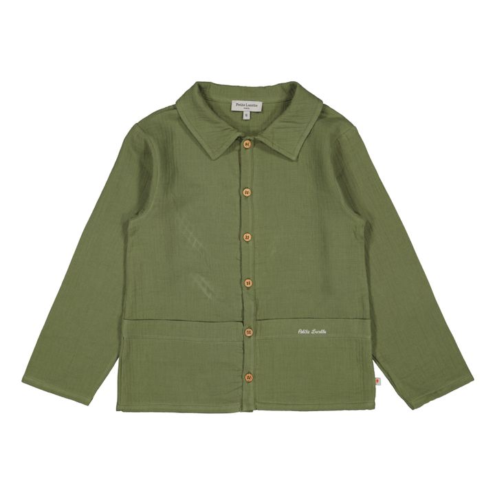 Germain Organic Cotton Muslin Shirt | Verde militare- Immagine del prodotto n°0