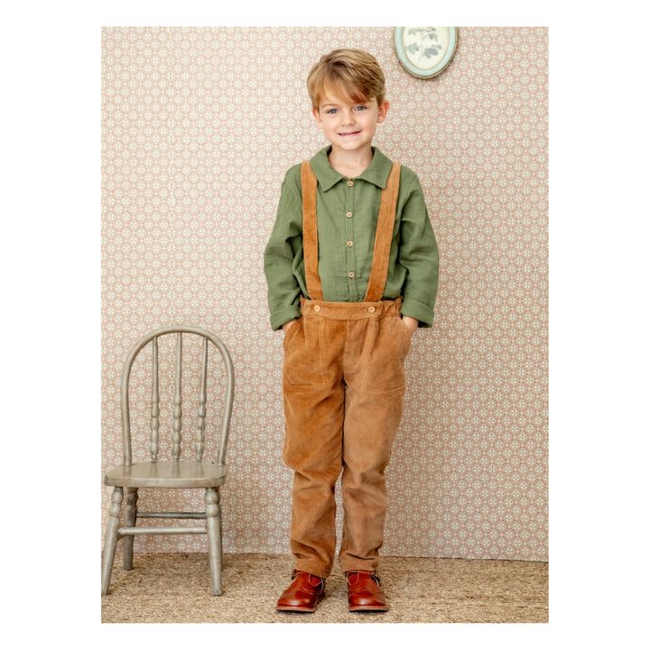 Germain Organic Cotton Muslin Shirt | Verde militare- Immagine del prodotto n°1