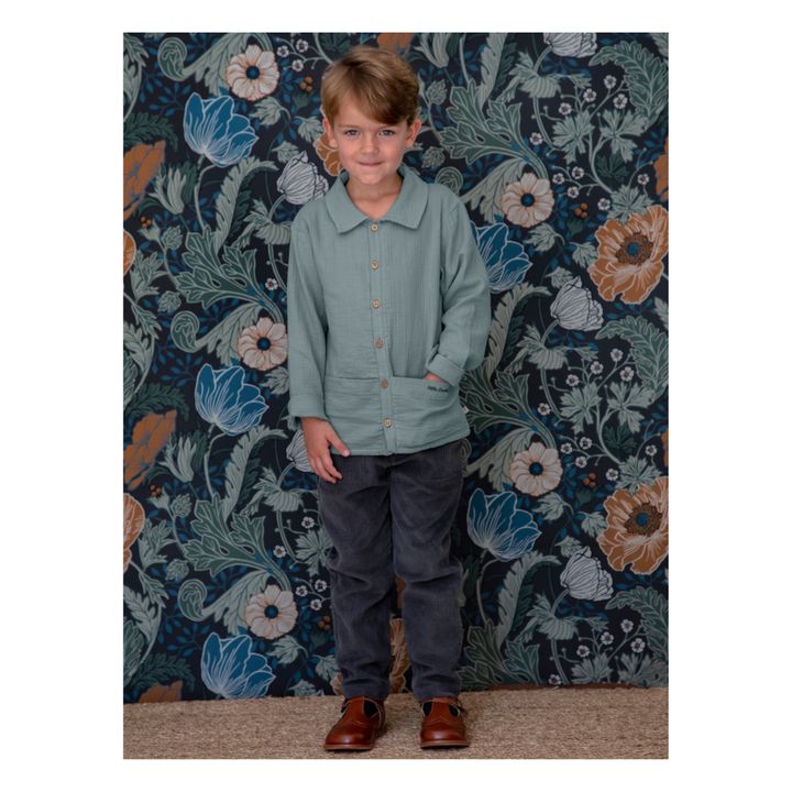 Germain Organic Cotton Muslin Shirt | Blu- Immagine del prodotto n°1