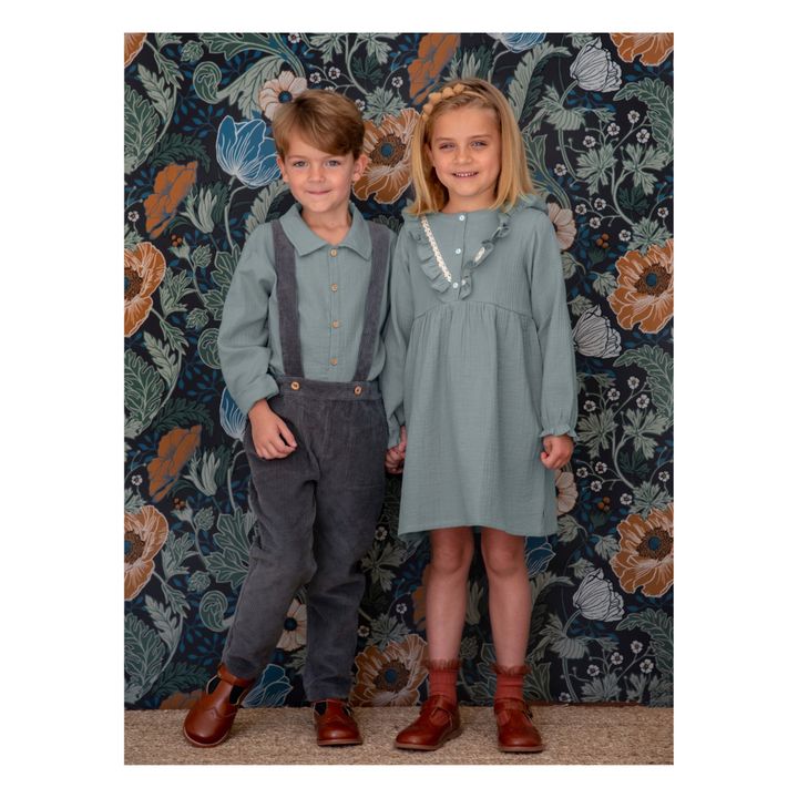 Germain Organic Cotton Muslin Shirt | Blu- Immagine del prodotto n°3