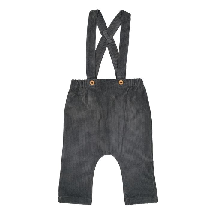 Gabriel Velvet Harem Pants with Suspenders | Gris Antracita- Imagen del producto n°0