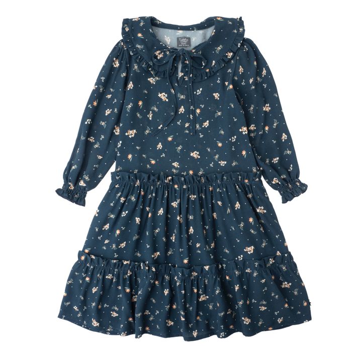 Vestido largo flores | Verde azulado- Imagen del producto n°0