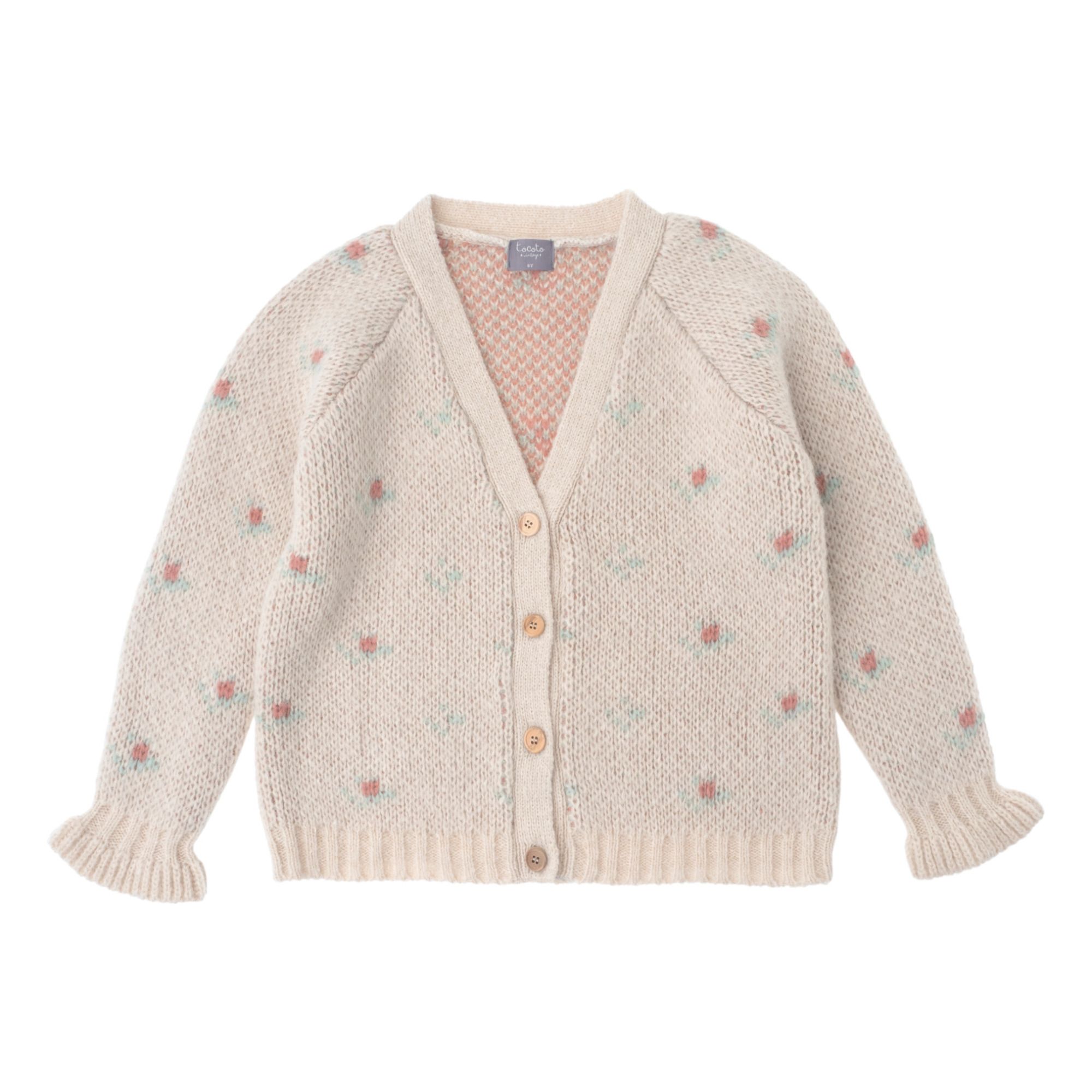Cardigan Fleurs | Ecru- Image produit n°0