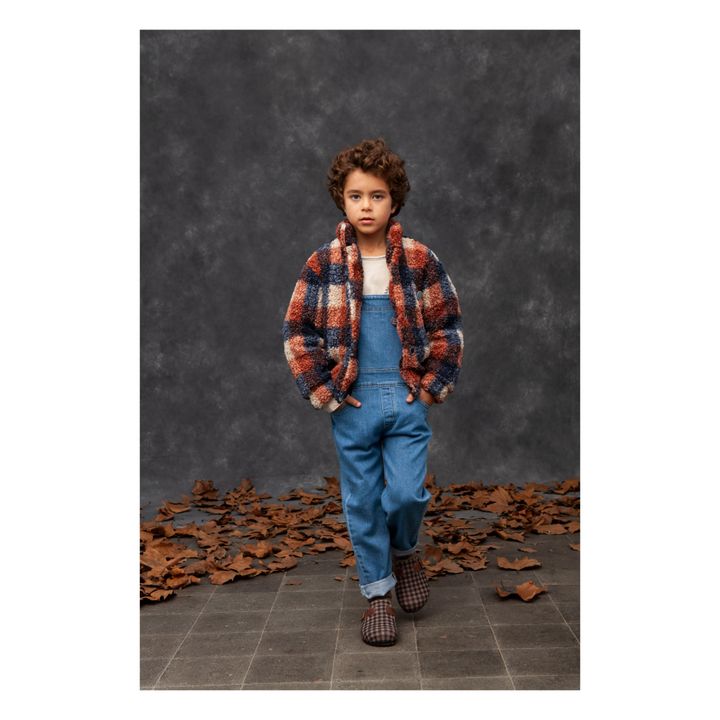 Checked Faux Fur Jacket | Navy- Produktbild Nr. 1