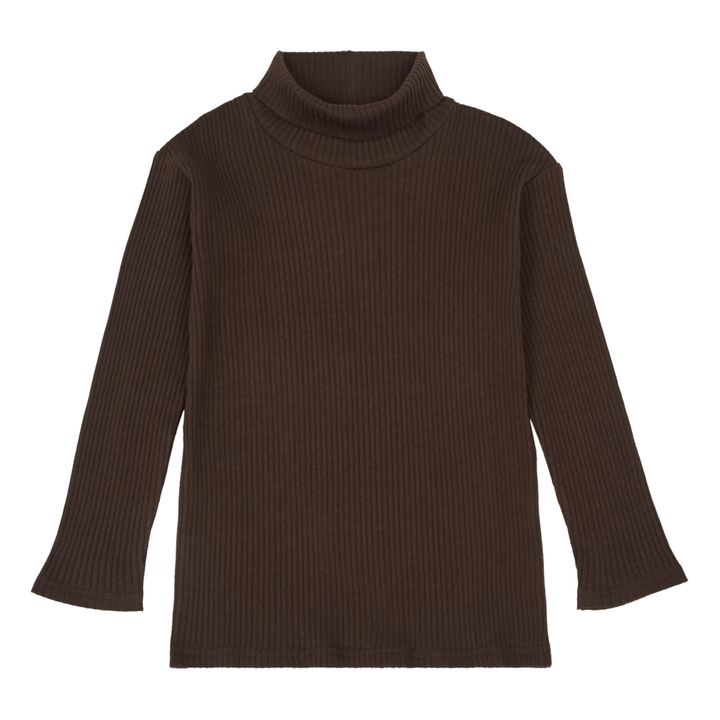 Organic Cotton Polo Neck Knit Jumper | Cioccolato- Immagine del prodotto n°0