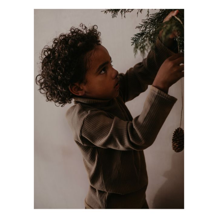 Organic Cotton Polo Neck Knit Jumper | Cioccolato- Immagine del prodotto n°3