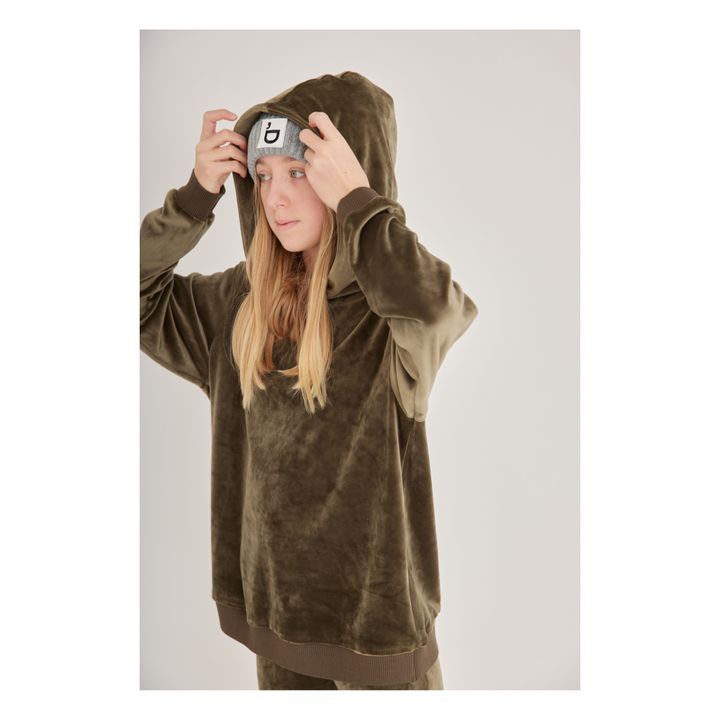 Hoodie Frances Velours | Vert kaki- Image produit n°1
