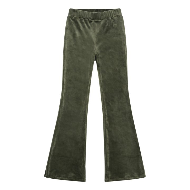 Jogger Flare Frances Velours | Vert kaki- Image produit n°0