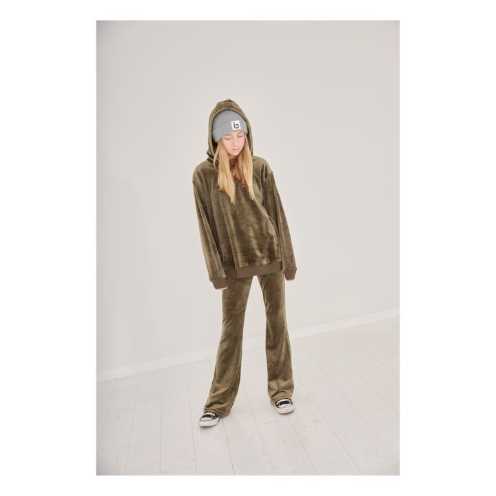 Jogger Flare Frances Velours | Vert kaki- Image produit n°1