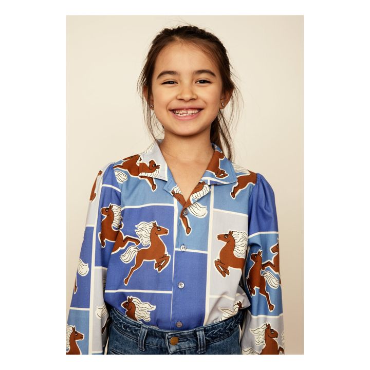 Organic Cotton Horse Shirt Azul- Imagen del producto n°1
