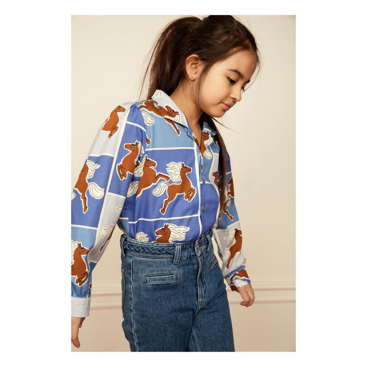 Organic Cotton Horse Shirt Azul- Imagen del producto n°3
