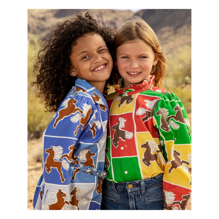 Organic Cotton Horse Shirt Dress Azul- Imagen del producto n°1