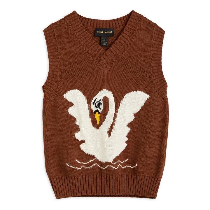 Pull Sans Manches Cygne Coton Bio Marron- Image produit n°0