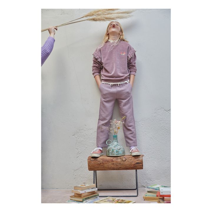Miguel Textured Organic Cotton Trousers | Mauve- Produktbild Nr. 1
