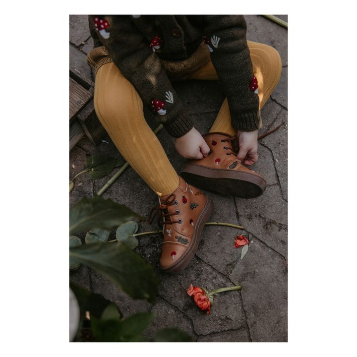 Embroidered High-Top Sneakers - Uniqua Capsule Collection | Beige- Product image n°1