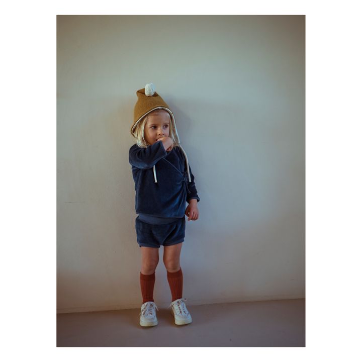 Cardigan Eponge Coton Bio | Bleu- Image produit n°3