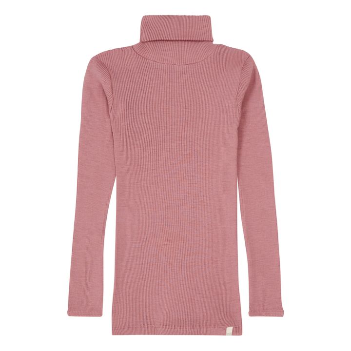 Pull Col Roulé Mérinos Côtelé Alf | Vieux Rose- Image produit n°0