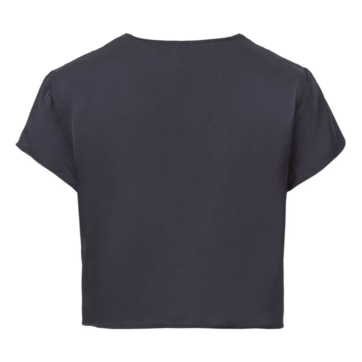 Chiara Satin and Italian Lace Top | Azul Noche- Imagen del producto n°3