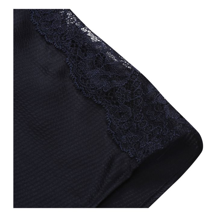 Chiara Satin and Italian Lace Shorts | Azul Noche- Imagen del producto n°3