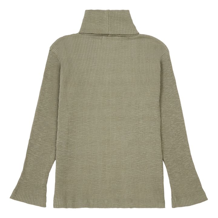 Jules Ribbed Organic Cotton Turtleneck | Olive green- Product image n°1