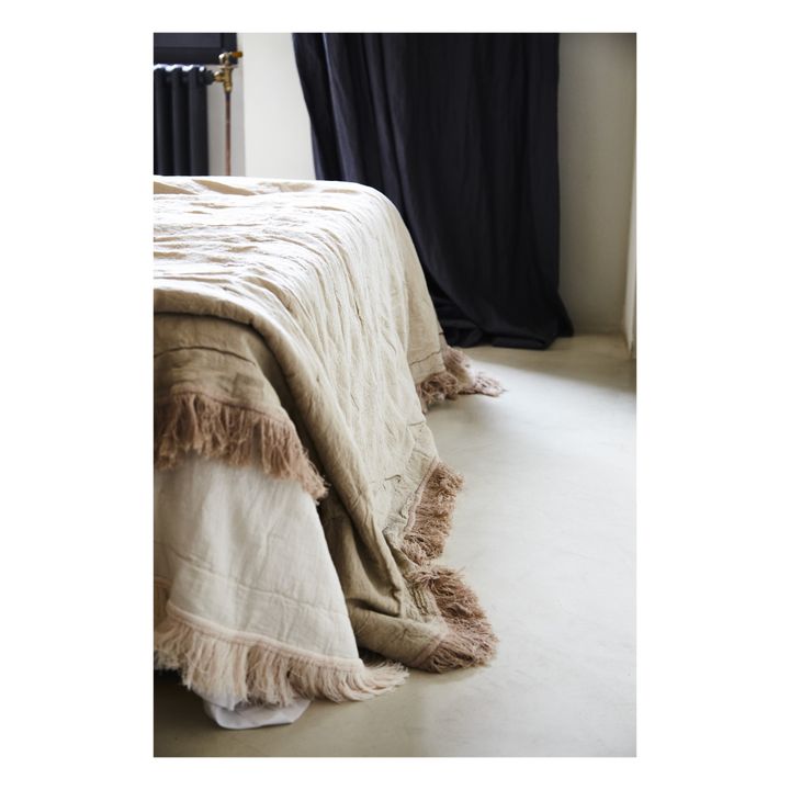 Organic Cotton and Linen Fringed Bedspread | Quercia- Immagine del prodotto n°1