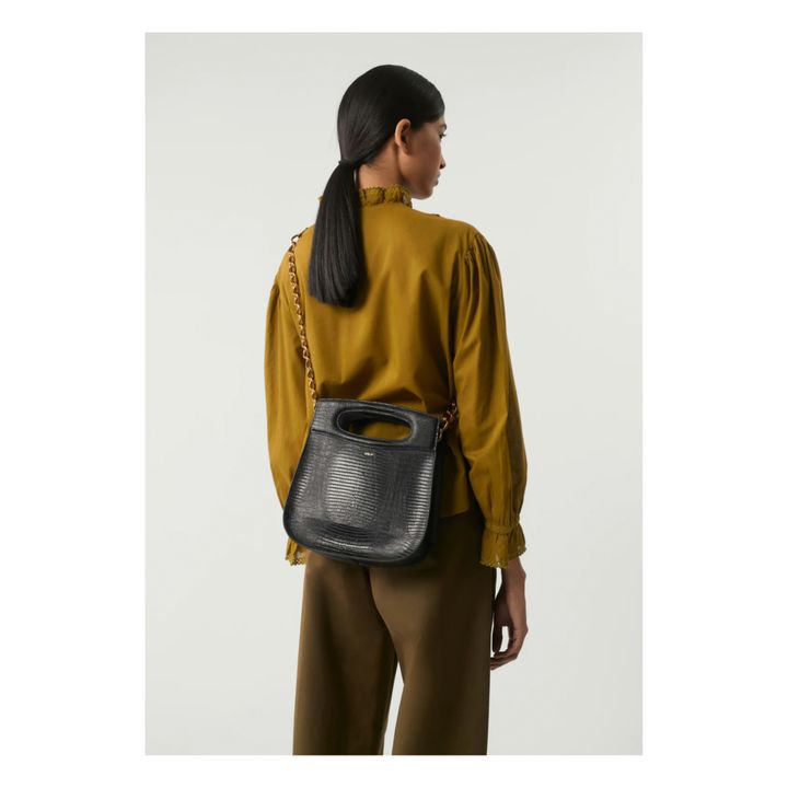 Bolso Chéri de piel de lagarto | Negro- Imagen del producto n°1