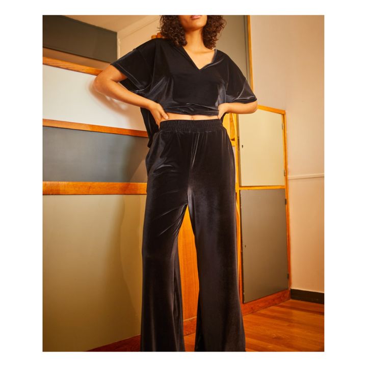 Lou Velour Trousers | Negro- Imagen del producto n°1