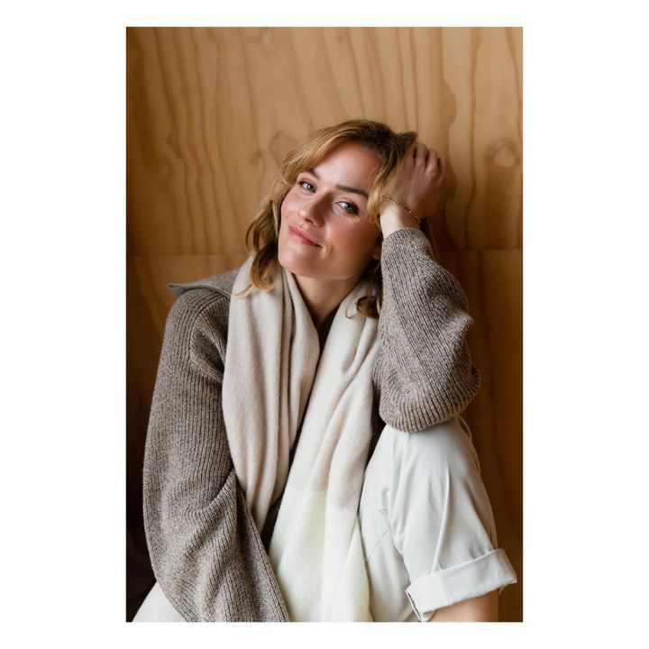 Brushed Ombre Alpaca Wool Shawl | Beige- Product image n°2