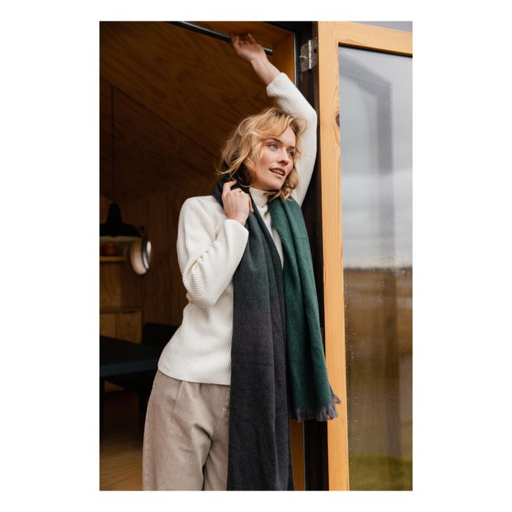 Brushed Ombre Alpaca Wool Shawl | Verde scuro- Immagine del prodotto n°1